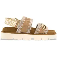 Mou für Damen. MU.SW461001C Braune Bio-Logo-Sandalen (36), 1 bis 3 cm, Wildleder, Keine, Lässig