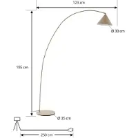 LINDBY Bogenlampe Triangolo, beige, Höhe 195 cm, Metall, E27