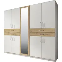 Wimex Kleiderschrank Taiga Drehtürenschrank mit Spiegel Ausführung wählbarWeiß / Plankeneiche