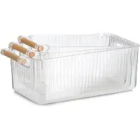 Zeller Aufbewahrungsboxen-Set, 3-tlg., Kunststoff/Bambus, transparent, ca. 28 x 16 x 11 cm, 31 x 17 x 11,5 cm, 34 x 18 x 12 cm