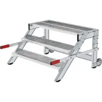 Munk Arbeitspodest fahrbar Stahl-Gitterrost 1000mm Stufenbreite 3 Stufen