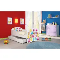 ACMA I Jugendbett Kinderbett Junior-Bett Komplett-Set mit Matratze Lattenrost Weiß 31 Eule 140x70 + Bettkasten