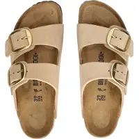Birkenstock für Damen. 1024064 Leder-Sandalen Arizona Big Buckle (Schmale Passform) beige (36), Wohnung, Nobuck, Keine, Lässig