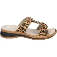 Ara Pantolette "HAWAII", Damen, Gr. 41, braun (leo), Veloursleder, Schuhe Pantolette, Sommerschuh, Sandale mit Klettverschlüsse