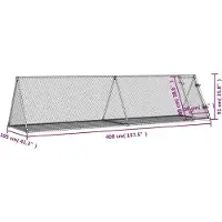 vidaXL Hasenstall Silbern 400x105x91 cm Verzinkter Stahl