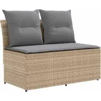 vidaXL 2 Stück Garten Mittel Sofa Mit Hochklapptisch Poly-Rattan