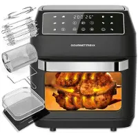 Gourmet Maxx Heißluftfritteuse 12 L Airfryer | Fritteuse mit 9 Funktionen, Touchdisplay, Dreh- & Schaschlikspießen | 10 Programme inkl. Pizza | Minibackofen 1700 W – nahezu ohne Öl