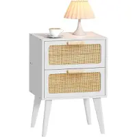 Sonstiges Rattan Nachttisch mit 2 Hand Made Rattan dekoriert Schubladen, Boho