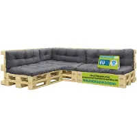 Pillows24 - Palettenkissen wasser- und UV-beständig - 8ER SET | Polster für Europaletten 120x80 - Palettenmöbel - Outdoor/Indoor, Dunkelgrau