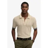 Superdry für Herren. M1110458A Beigefarbenes Poloshirt mit Textur (XXL), Lässig, Baumwolle, Kurzarm