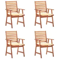 Syfax Garten-Essstühle 4 Stk. mit Kissen Massivholz Akazie