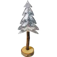 Inspiruj Silberner Stoff-Weihnachtsbaum auf einem 24 cm langen Stamm montiert