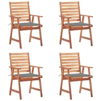 Syfax Garten-Essstühle 4 Stk. mit Kissen Massivholz Akazie