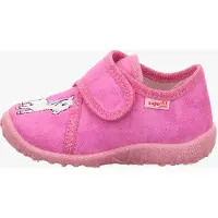 Superfit Hausschuh "SPOTTY, WMS: mittel", Kinder, Gr. 22, pink (pink einhorn), Baumwolle, Schuhe Hausschuh, Kindergartenschuh mit Klettverschluss, Größenschablone zum Download