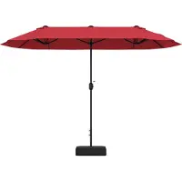 Costway Doppelsonnenschirm 400x200cm mit Ständer und Kurbel, Gartenschirm UPF 50+, Marktschirm XXL