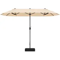 Costway Doppelsonnenschirm 400x200cm mit Ständer und Kurbel, Gartenschirm UPF 50+, Marktschirm XXL