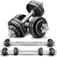 RE:SPORT Hantelset Gusseisen 15 kg Kurzhanteln Langhantel Set Hantel Hantelscheiben