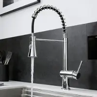 Aica Sanitär GmbH AICA Küchenarmatur mit Federzug Ausziehbarer Sprayer Messingkern Mischbatterie Spülarmatu Chrom