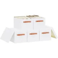 OEM Faltbare Aufbewahrungsboxen mit Deckel, 5er-Pack, Weiß, 38x25x21 cm
