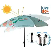 OEM 270 cm marktparasol kaki, UPF 50+, wasser- und winddicht, 30° biegbar, stabil für Terrasse und Balkon
