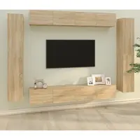 The Living Store 8-tlg. TV-Schrank-Set Sonoma-Eiche Holzwerkstoff