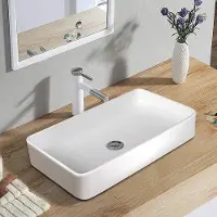 Markenlos Waschtisch 60x35 cm - Weißes Keramik, Rechteckig, Ausziehbar