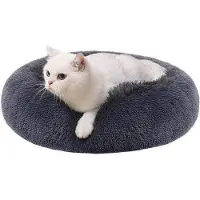 OEM Hundebett Katzenbett Donutkissen Waschbar 50cm Durchmesser Dunkelgrau