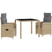 Syfax Outdoortisch-Set 3 pcs Beige und Hellgrau 90 x 90 x 75 cm