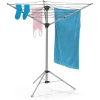 Easymaxx Wäschespinne aus Aluminium, 140x101x121 cm, zusammenklappbar, wetterfest, leicht, 4-stufig höhenverstellbar - Wäscheständer für innen & außen