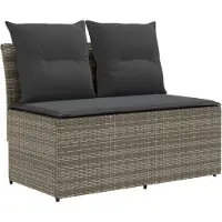 vidaXL 2 Stück Garten Mittel Sofa Mit Hochklapptisch Poly-Rattan