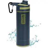 OEM Portable Wasserfilter 800 ml - Druckwasserreinigungssystem mit Mikroplastikfilter für Camping und Notfall (Dunkelgrau)