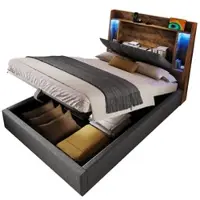 OKWISH Verstellbarer Hochglanz-Couchtisch Sideboard mit integrierte LED-Lichtband,mit Schublade und offenes Ablagefach,Lift-Kaffeetisch mit Glasboden,Schwarz