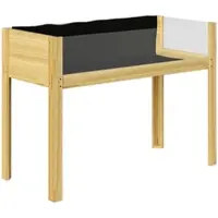 MODFU Moderner minimalistischer runder Esstisch,Wohnzimmertisch,Küchentisch,schwarze Holzmaserung auf der Tischplatte,für 2–4 Personen,Braun
