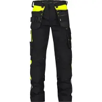 Dassy Stretch-Arbeitshose mit Holstertaschen und Kniepolstertaschen Shanghai - schwarz/neongelb - 58+5cm