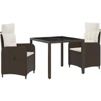 Syfax Outdoortisch-Set 3 stk. Braun und Creme Weiß 90 x 90 x 75 cm