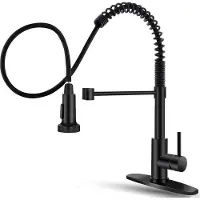 Unyqoos Einhebel-Spültischarmatur (bleifrei) – massives Messing, ausziehbare 2‑Funktions‑Sprühbrause, gebürstetes Nickel / Schwarz, inkl. 3/8" Anschlüsse, 9,05" Ausladung