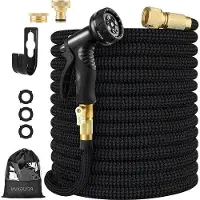 OEM Flexibler Gartenschlauch 10 Sprühestufen Messing Adapter 75m schwarz