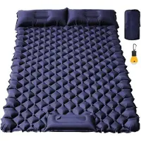 Markenlos Isoliermatte für 2 Personen, doppelwandig, ultraleicht, wasserdicht, faltbar, Schlafmatte mit Kissen für Camping, Picknick, Wandern und Reisen