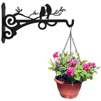 OEM Schwarze Metall-Blumenhalter Wandhalter Windgong Wandhaken Blumenkörbe Lämpchen Windbälle Hängekörbchen Blumenkasten Wandbefestigung Landhausstil