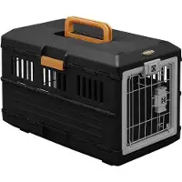 Markenlos Transportbox für Haustiere - Klappbar mit Türen, starke Handgriffe, Sicherheitsverriegelung - B55 x D31,5 x H36,4 cm - Schwarz