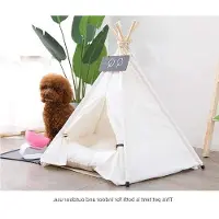 Markenlos Teepee Hundezelt mit Zebra-Muster - Abnehmbar und waschbar - Katzenzelt - Hundebett Spielhaus mit Kissen - 40x40x50cm