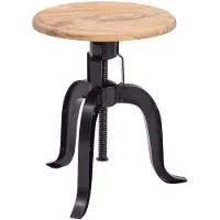 OEM Industrielle Rundes Lagerregal - Moderne kleine Lagerkiste - Aus Massiv-Acacia-Holz - In Schwarz lackiert - Verstellbarer Höhe - 39x62,5x39 cm