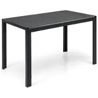 OEM Gartenmöbel PE-rotan, rechte Essgruppe für Außen, Balkontisch für 4-6 Personen, geflochtene Tischplatte mit metallischem Rahmen für Terrasse, Garten, Balkon, 120 x 71 x 72 cm