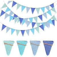 Markenlos Jute-Flag-Set - 4er-Set - Wetterfest - Vintage-Linolium - Für Hochzeitsdekoration, Partydekoration und Gartendekoration