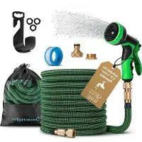 OEM Gartenhose 15 m - Flexible Wasserschlauch - Reißfeste flexible Schlauchhose - 1/2 Zoll und 3/4 Zoll Messing-Kugelkopf - 3-fach Latex-Balkonschlauch