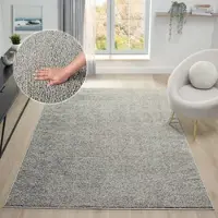 Otto Home Teppich "Lisam", grau, B:80cm H:15mm L:150cm, Kunstfaser, Teppiche, Teppich, meliert, uni, weich, Wohnzimmer, Schlafzimmer
