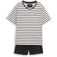 Tom Tailor Shorty , Damen, Gr. 36, schwarz (schwarz, mittel, ringel), Single Jersey, Obermaterial: 95% Baumwolle, 5% Elasthan, bequem kurz, Rundhals, Homewear-Sets Shorty, atmungsaktiv, Viskosemix
