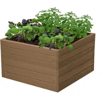 BOTLE Gartenbeet Hochbeet Blumenkasten Gartenumrandung Gartenkantenschneider Zaun Palisade Gartenkante Holzimitat 75,5x75,5x50 cm