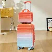 OKWISH 2er-Set Trolleys mit Kosmetiktasche und Zahlenschloss, Klassische Koffer,14/20‑Zoll, Rot
