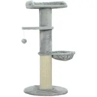 Moonbite Katzenkratzbaum 103,5 cm mit Hängematte, Sisalpfosten Ø13,6 cm, Höhle, Plattform, Kippschutzgurt, Polyester, Hellgrau